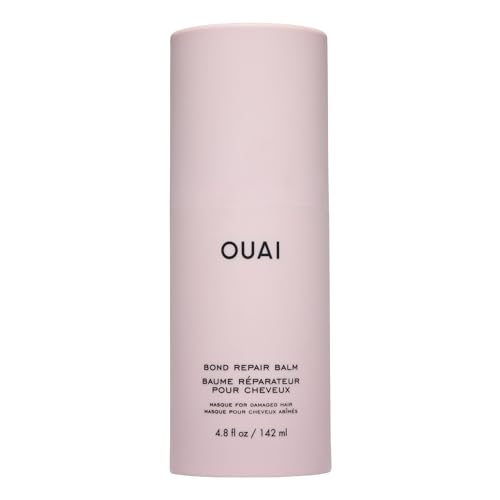 OUAI Bond Repair Balm - In Shower Hair Treatment Mask for Dry Damaged Strands, Replaces Conditioner - Repairs & Strengthens Hair in 3 Minutes - Vegan Silk Protein + Hyaluronic Acid - Color Safe, 4.8oz
