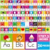 OUNENO Alphabet Line Bulletin Board Set ABC Number 0-20 Wall Decorations for Pre-School Kindergarten Elementary Classroom Nursery Homeschool(Large, 24 Pcs)