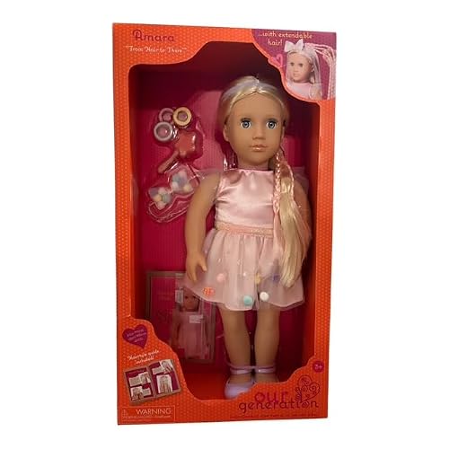 Our Generation – 18-inch Hair Grow Doll – Ultra-Long Blonde Hair & Extendable Pink Braids – Hairstyling Guide & Accessories – Pretend Play – Toys for Kids Ages 3 Years+ – Amara from Hair to There