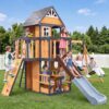 Outdoor Kids Playground Wooden Swing Set Garden Lawn Play House, Natural