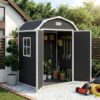 Outdoor Storage Shed 6 x 4.5 ft, Garden Resin Tool Shed with Window&Vents,Lockable Door&Ramp,Waterproof Storage Shed with Floor Suitable for Patios,Gardens, Backyards and Construction Sites