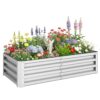 Outsunny 216L Raised Bed for Garden, Galvanised Outdoor Planter Flower Pot for Herbs and Vegetables, Use for Patio, Garden, Balcony, 120 x 60 x 30.5cm, Silver