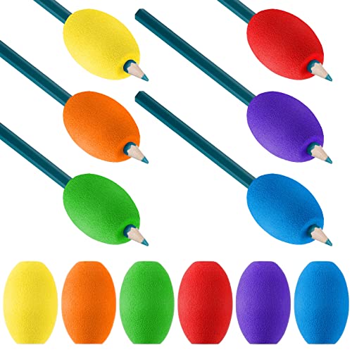 Outus 12 Pieces Egg Pencil Pen Grips Adults Egg Handwriting Grips Pen Stylus Foam Writing Aid Soft Cushioned Foam for Handwriting, Drawing Adults Right or Left Handed Use (Assorted Color)