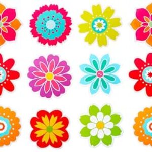 Outus 45 Pieces Flowers Cut-Outs Springtime Blooms Cutouts Versatile Classroom Decoration Cutouts with Glue Point Dots for Bulletin Board School Spring Summer Theme Party, 5.9 x 5.9 Inch (Pack of 2)