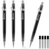 Outus 4 Pack Black Metal Mechanical Pencils, 0.5 mm Leads - Non-slip Grip, Retractable, Includes Refills for Drafting Sketching & Illustration Supplies