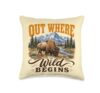 Out Where the Wild Begins Outdoor and Adventure Bison Throw Pillow