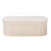 Oval Storage Ottoman Bench, Folding Teddy Fleece, 660LBS, Beige