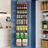 Over The Door Pantry Organizer, 8-Tier Over The Door Organizer with Adjustable Baskets, Metal Hanging Spice Rack for Pantry Organizers and Storage, Suitable for Kitchen Laundry Room & Bathroom, Black