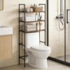 Over The Toilet Storage with 3 Compartments, 3 Tier Bathroom Rack, Plastic Bathroom Organizer, Freestanding Shelf, Toilet Shelf Rack, Space Saving and Stable, Suit for Bathroom Balcony