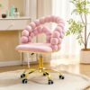 OVX Velvet Swivel Desk Chair with Bubble Back,Pink Vanity Chair