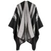 OWIF Women's Shawl Wraps Open Front Travel Poncho Cape Warm Oversized Plaid Sweaters Casual Cardigan Shawls for Fall Winter,Series 04-Stripe Black