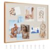 OWLKELA Golden Aluminum Framed Fabric Cork Board 30 x 20 Inch Oatmeal