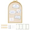 OWLKELA Vintage Arched Linen Cork Board with Gold Bow 25 x 16 Inch