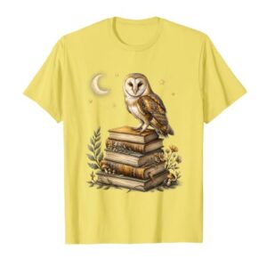 Owl on Textbooks Back to School Graphic T-Shirt, Men, Lemon Yellow, Small