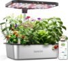 owltron Smart Hydroponics Growing System Kit,15 Pods Indoor Herb Garden with 36W LED Grow Light & APP Control, Planting Height Up to 30", Quiet Water Pump, Ideal Gift for All Ages Dark Silver
