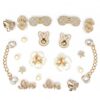 OWNGLETT Bling Shoe Charms for Girls and Women, Girly Gold Shoe Charms for Clog Sandals, Pearl Flower Shoes Decoration Bulk, Shoes Chains Pins Charm Accessories for Birthday Party Gifts