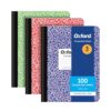 Oxford Composition Notebooks, 3 Pack, Cover Colors Vary, College Ruled Paper, 9-3/4 x 7-1/2 Inch School Journals, Assorted Marble Covers, 100 Sheets per Book (1002518)