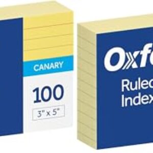 Oxford Ruled Color Index Cards, 3" x 5", Canary, (7321 CAN) 100 Count(Pack of 2)