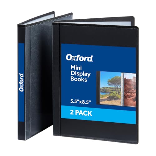 Oxford Small Presentation Binder, 2 Pack, Black, 24 Sleeves, 48 View Pages, 5.5 x 8.5 Inch, Mini Display Book with Plastic Sleeves, Photo Album and Memory Book for Cards, Photos, and Keepsakes