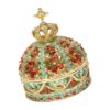 Oxxggkao Crown Trinket Organizer Box, Lidded Metal Jewelry Storage with Color Finish for Dresser, Shelf and Vanity Accent Metal Jewelry with Color Detail for Vanity