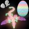 oyeftp 3D Printed Dragon Egg, 3D Printed Dragon with Wings Glow in The Dark, Toys Cool Dino Fidget Toy Animals Dinosaur Eggs Stocking Stuffers, Home Office Decor, Easter Basket Stuffers