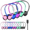 OYSLKJ 5 Pack USB C Students Headphones, Kids Wired On Ear, 5 Colors(B)