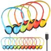 OYSLKJ Bulk Classroom Headphones USB C for School, 5 Pack Wired On Ear