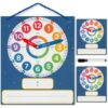 Oyster&Pop Practice Clock for Learning Time - 3 Pack Dry Erase Telling Time Teaching Clocks for Kids with Movable Hands - 1 Large Magnetic Clock + 2 Student Clock - Includes eBook