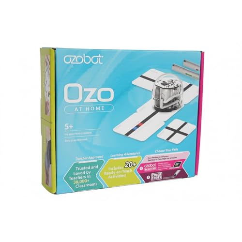 Ozobot Ozo at Home: Interactive STEM Coding Robot for Kids Ages 5+, Screen-Free Learning with Color Code Markers, Blockly Programming, Includes Charging Cable & Protective Case, Educator Approved