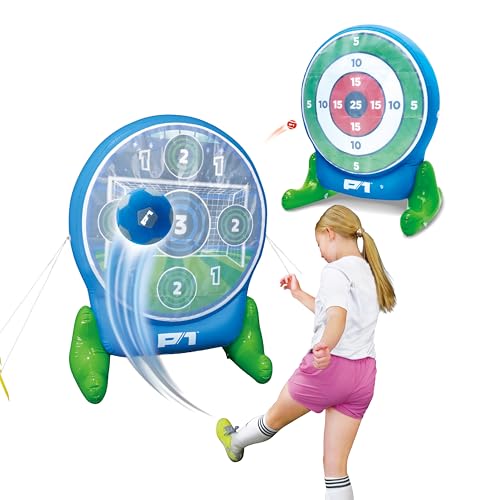 P1 Multizone Sports Tower: Soccer & Baseball Two-Sided Inflatable Games - Backyard Baseball Game and Outdoor Soccer Set for Kids - Inflatable Target for Dual Use - Balls and Pump Included, Ages 5+