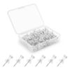 Pack of 200 Transparent Push Pins with Plastic Box, Card Nail Push Pins, Upholstery Tacks