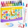 Pagather 24 Colors Washable Markers, Dual Tip Dot and Conical Tip Pens for Kids, School Art Supplies, Art Marker Set for Drawing and Creative Coloring
