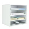 PAG Mail Sorter Organizer, Wood Countertop Literature Organizer, Office Supplies Desktop File Bill Paper Organizer for Office Home School, 4 Compartments, White