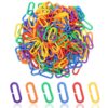 Paidiem 200PCS Plastic Chain Links, Colorful Rainbow DIY C-Clips Chains Hooks Swing Climbing Cage Toys for Sugar Gliders Small Pets Bird Rat Parrot
