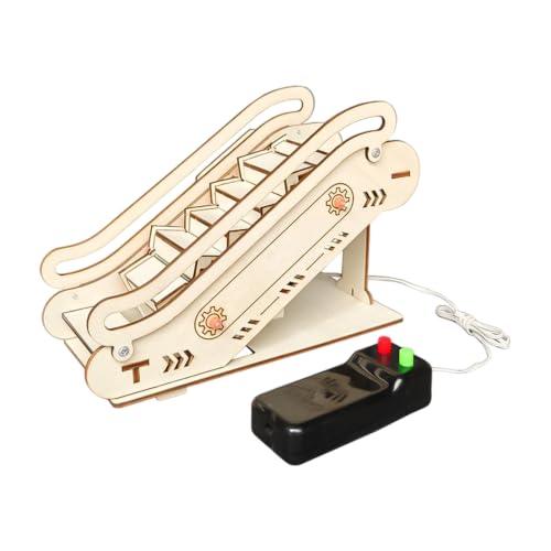Paintable Wooden Escalator Model for Ages 7-14, Science Building Project with Gear-Driven Motion Theme, Hand Assembly, and Classroom Display Use Escalator Building Model Wooden Science Toy