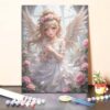 Paint by Numbers Kit for Adults - Angel in Floral Garden DIY Beginner Painting Kit with Wooden Frame, 16''x20'', Handcrafted Wall Art Home Decor