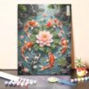 Paint by Numbers Kit for Adults - Koi Fish and Lotus Pond DIY Beginner Painting Kit with Wooden Frame, 16''x20'', Handcrafted Wall Art Home Decor