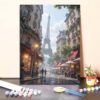 Paint by Numbers Kit for Adults - Parisian Street with Eiffel Tower DIY Beginner Painting Kit with Wooden Frame, 16''x20'', Handcrafted Wall Art Home Decor