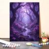Paint by Numbers Kit for Adults - Purple Forest Stream Scene DIY Beginner Painting Kit with Wooden Frame, 16''x20'', Handcrafted Wall Art Home Decor