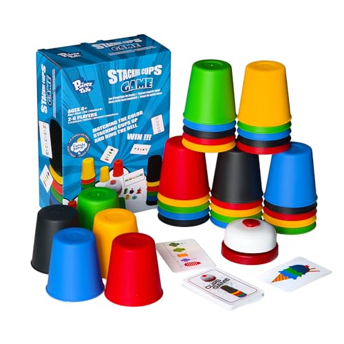 Pairez Toys Quick Stacking Cups Game for Kids - Classic Matching Speed Cup With 24 Cards & 30 Cups - Parent-Child Interactive Family Game for Party or Travel