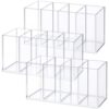 Pajean 3 Pack Acrylic Pen Pencil Holders 4 Compartments Clear Pencil Pen Holder Organizer Makeup Brush Holder Acrylic Pencils Organizer Cup for Office Home Supplies Desk Accessories