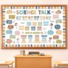 Pajean 93 Pcs Boho Science Bulletin Board Set Science Talk Posters Classroom Decorations Educational Paper Cutouts for Elementary Middle High School Wall Decor Back to School Teacher Supplies