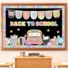 Pajean Composition Notebook Classroom Decor Welcome Back to School Bulletin Board Set Girl Style Welcome Banner Paper Cutouts Bulletin Board Borders Trim for First Day of School Classroom Wall Decor