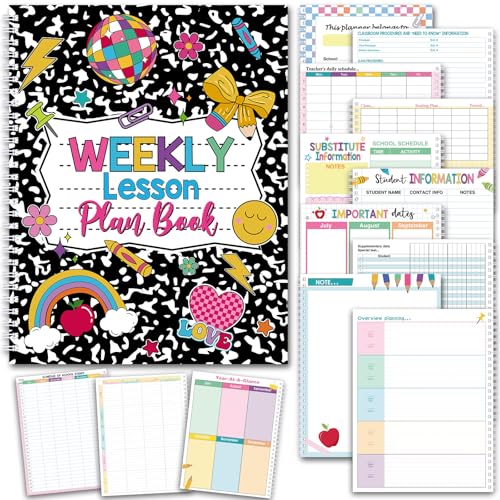 Pajean Teacher Planner 2026-2027 Teacher Lesson Planner, Composition Notebook Design, 8.5 x 11 Inch Back to School Weekly Lesson Plan Book First Year Teachers Must Haves for Home Classroom School Gift