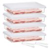 PAJIXANTHIC 4 Pcs Bacon Container with 2 Tongs Deli Meat Keeper with Lids