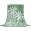 Palm Trees Tropical Flannel Blanket for Bed, Shabby Green Summer Coastal Soft Cozy Warm Couch Throw Blanket, Lightweight Fluffy Plush Bedding Blankets for Sofa Decor All Season 40"x50"