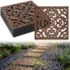 Pangda 16 Pcs Rubber Stepping Stones Outdoor Garden Walkway, 12 x 12 Inch Heavy Duty Pathway Pavers Retro Decorative Stepping Stones for Outside Landscaping Yard Lawn Path (Cross Square,Copper)