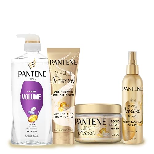 Pantene Abbey Yung Method 4-Piece Regimen Set, Volume Shampoo, 10-in-1 Multi-Benefit Spray, Deep Conditioner, Hair Mask, Pro-Vitamin B5, Repair & Protect Treatment Set | Straight, Wavy, Curly Hair