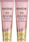 Pantene Keratin Leave-In Conditioner with Argan Oil,Protein Treatment for Dry,Damaged & Color-Treated Hair,Repairs Split Ends & Protects from Damage,Formaldehyde-Free,8.4 Fl Oz,(Pack of 2)