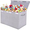 Pantryily Large Toy Box Chest Storage Organizer with Lid,Collapsible Kids Toys Boxes Basket Bins with Sturdy Handles for Boys and Girls, Nursery, Playroom, Closet 25"x13" x16" (Light Grey)
